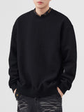 Model wearing Men's Black Waffle Knit Sweatshirt