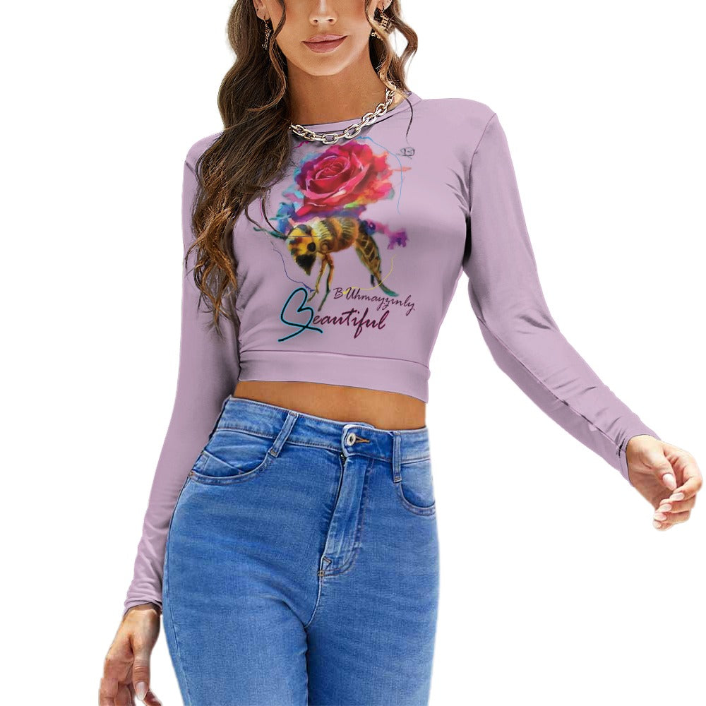 Introducing our "BUhmayzingly Beautiful" Women's Backless T-Shirt by BU. This stylish and versatile top features a striking bee and rose design that promotes beauty and self-confidence. The halter lace-up back adds a sexy and elegant touch, making it perfect for any occasion. 