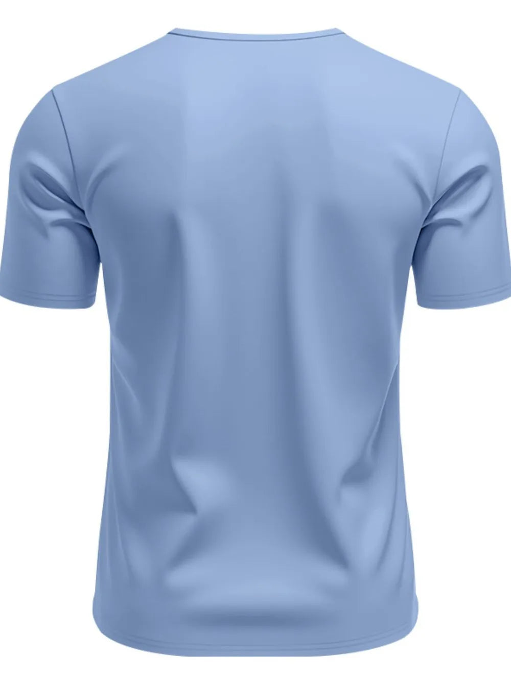 Light blue Men's Modern V-Neck Fitted Short Sleeve T-Shirt back view