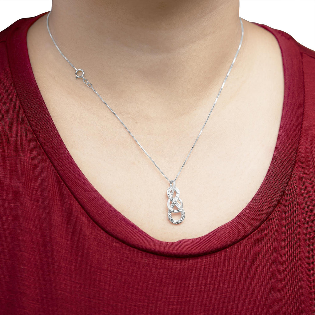 925 Sterling Silver Diamond Accent Interlocking Infinity Pendant Necklace (H-I Color, I2-I3 Clarity) - 18in