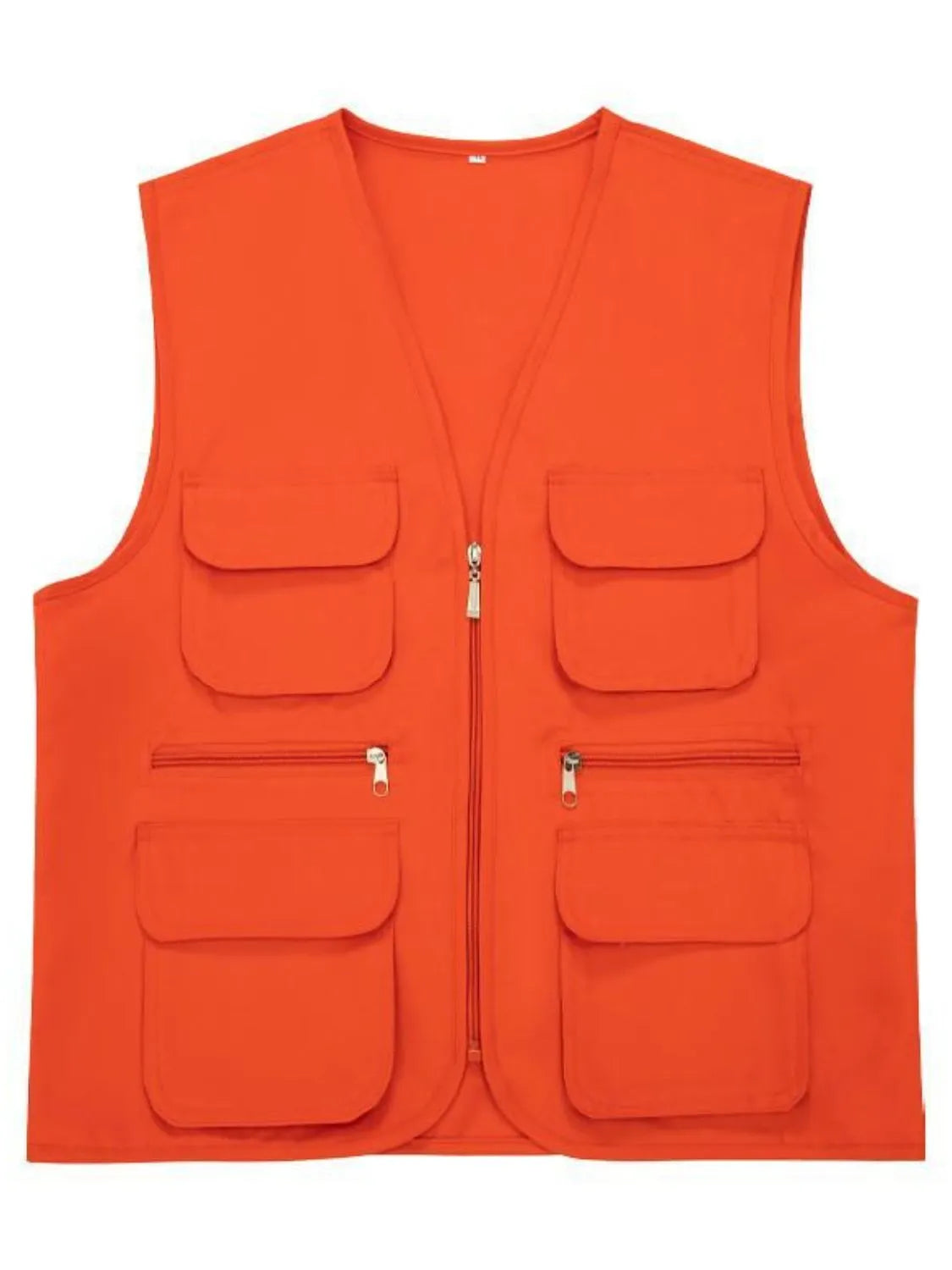 Orange colored Men's Modern Solid Color Multi Pockets Vest