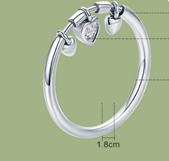 .925 sterling silver Heart Pendant Ring