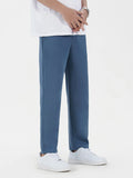 Men's French Blue Relaxed Fit Casual Trousers