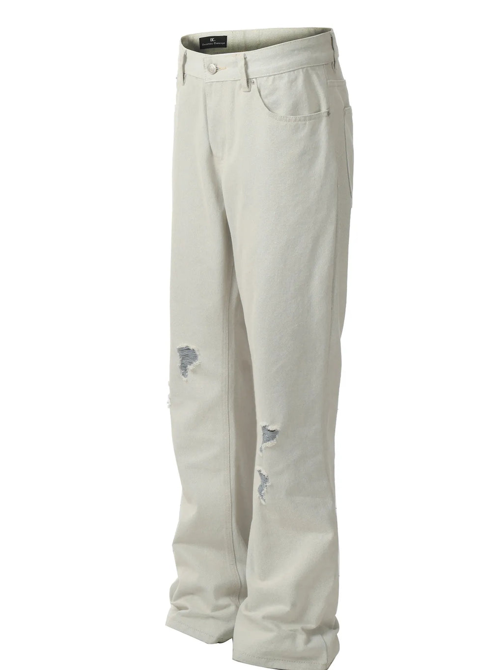 Men's White Distressed Wash Straight Leg Jeans side view