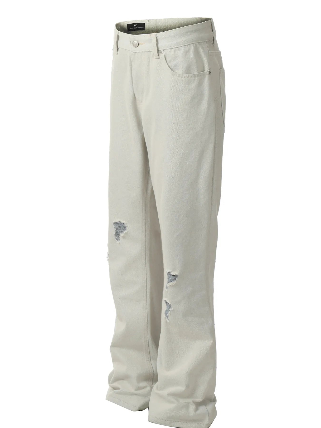 Men's White Distressed Wash Straight Leg Jeans side view