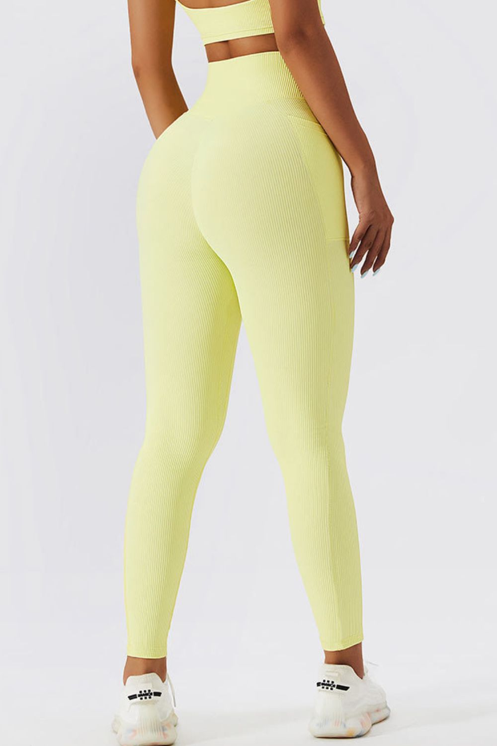 Basic Bae Women's Yellow Crossover Waist Leggings-Back