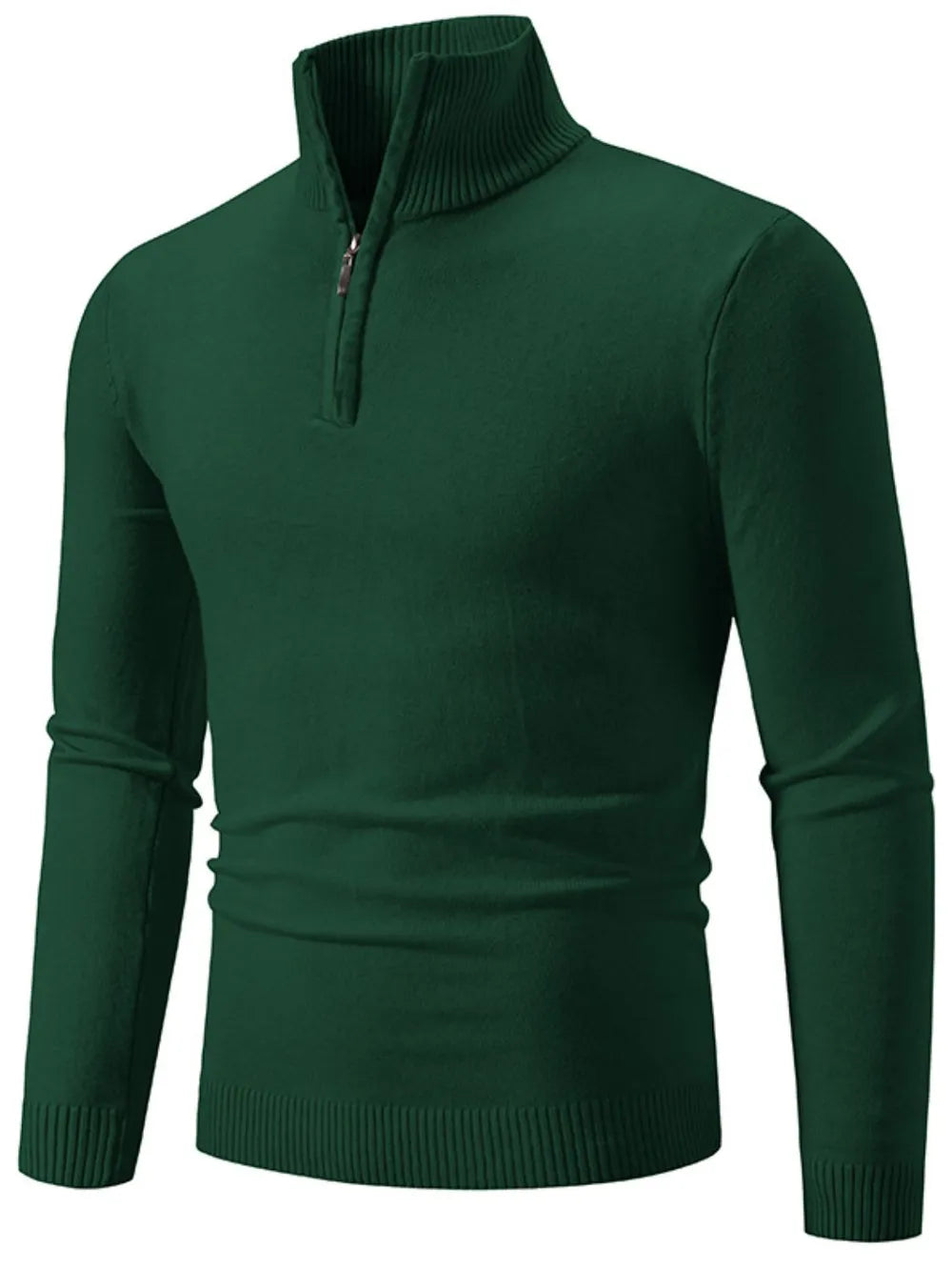 Green quarter zip long sleeve knit top  