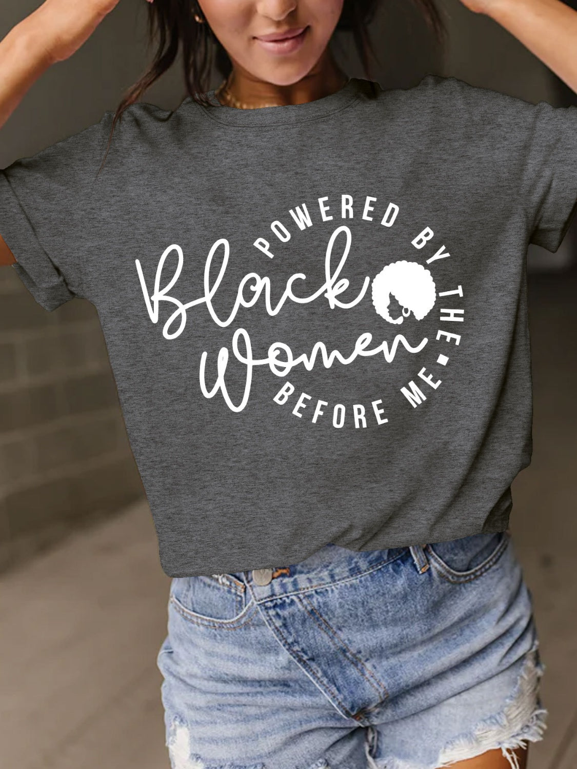 Charcoal Powered By The Black Women Before Me T-Shirt