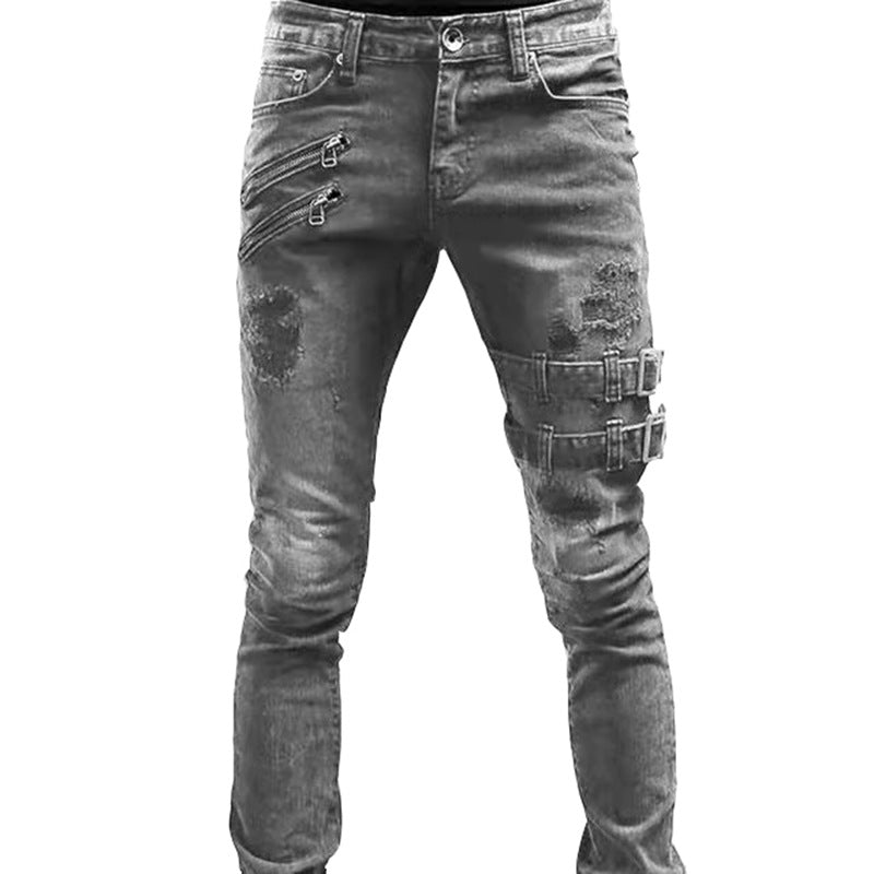 Rock your style with these trendy, worn and ripped Rockstar jeans for men. Constructed with high-quality denim, these jeans offer a comfortable and stylish fit that will elevate your wardrobe. Perfect for any occasion, these jeans will give you that effortlessly cool and edgy look you've been searching for.