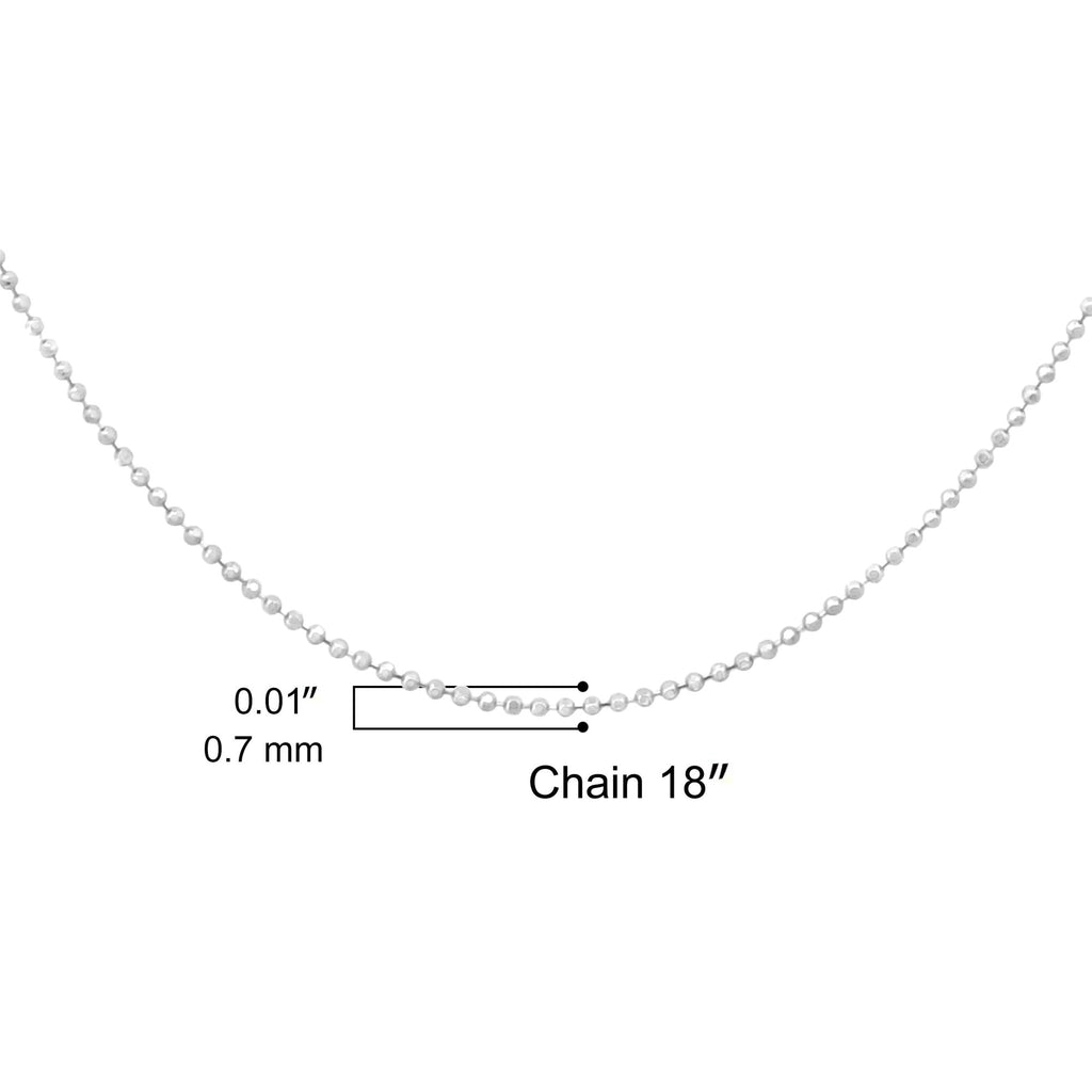 .925 Sterling Silver 0.7mm Slim and Dainty Unisex 18 Inch Ball Bead Chain Necklace
