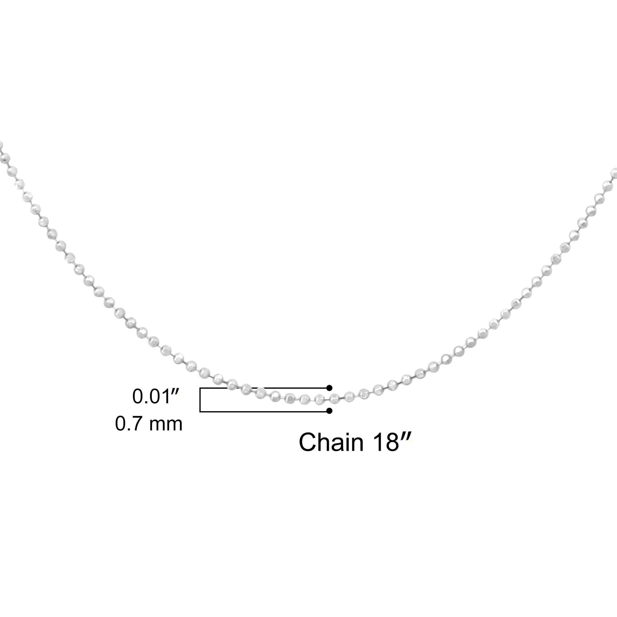 .925 Sterling Silver 0.7mm Slim and Dainty Unisex 18 Inch Ball Bead Chain Necklace