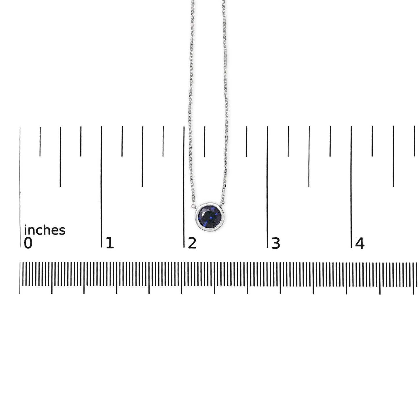 .925 Sterling Silver 7MM Bezel Set Created Gemstone Pendant Necklace - 18 Inches