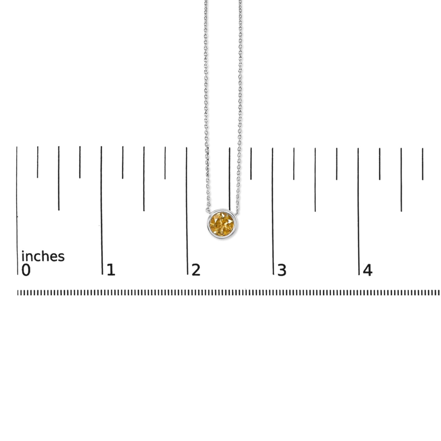 .925 Sterling Silver 7MM Bezel Set Created Gemstone Pendant Necklace - 18 Inches