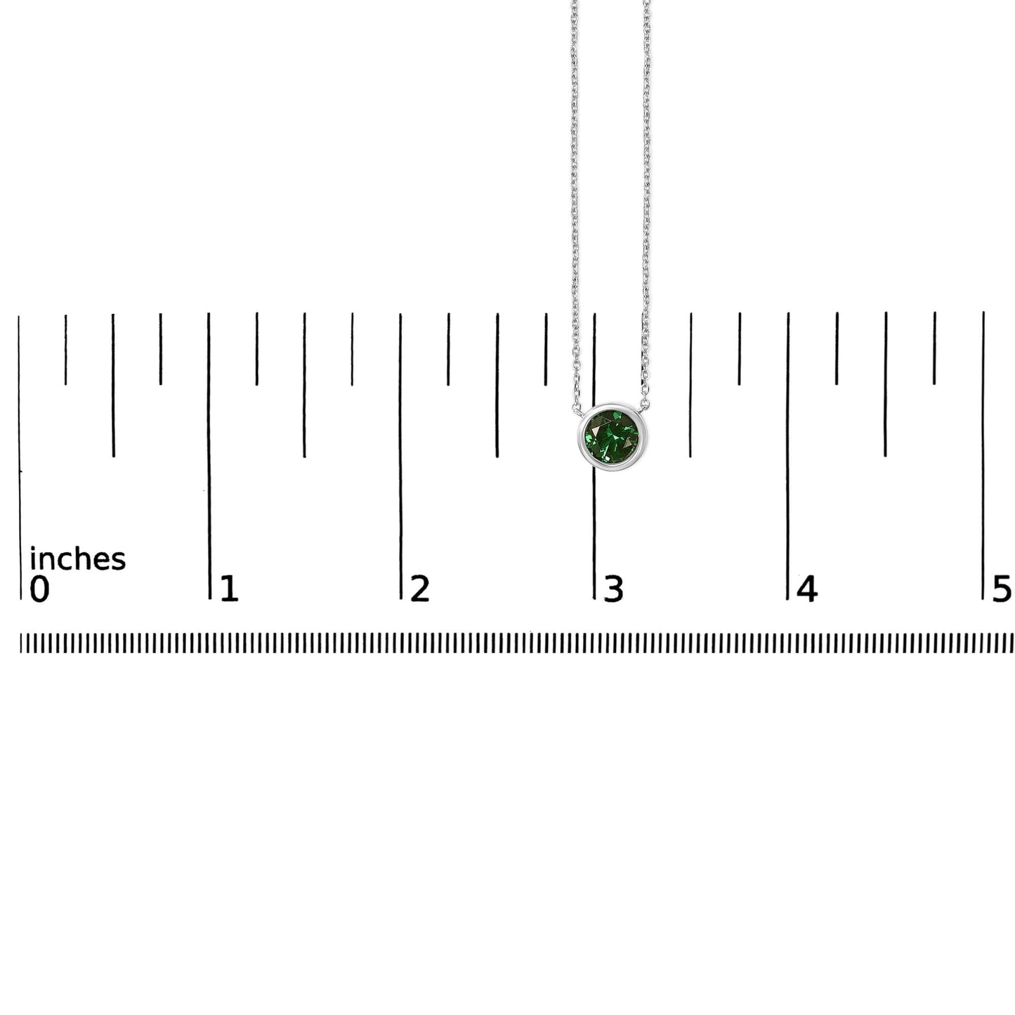 .925 Sterling Silver 7MM Bezel Set Created Gemstone Pendant Necklace - 18 Inches