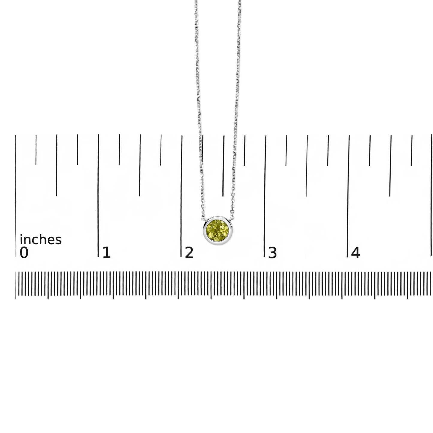 .925 Sterling Silver 7MM Bezel Set Created Gemstone Pendant Necklace - 18 Inches