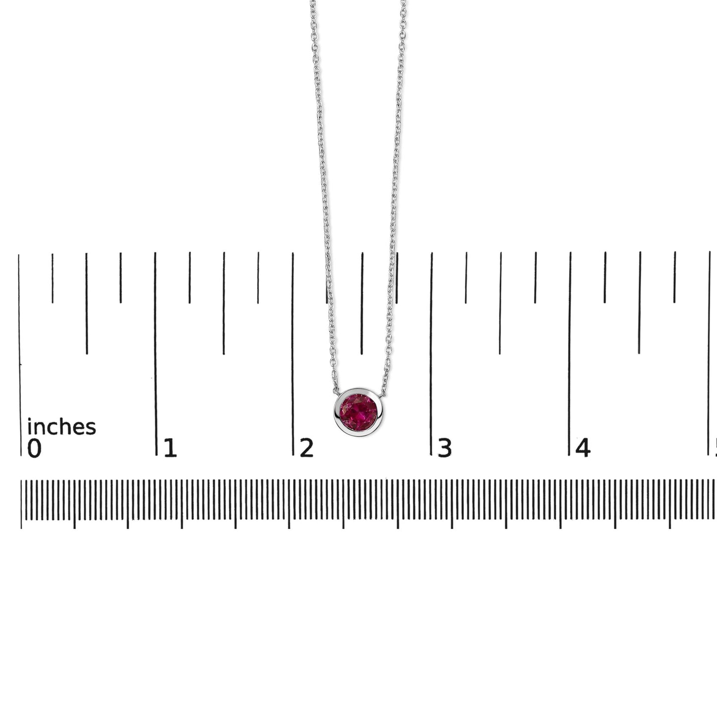 .925 Sterling Silver 7MM Bezel Set Created Gemstone Pendant Necklace - 18 Inches