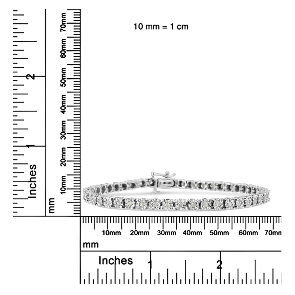 .925 Sterling Silver 1.0 Cttw Diamond Spiral Wave Curved-Link 7in Tennis Bracelet (I-J Color, I3 Clarity)