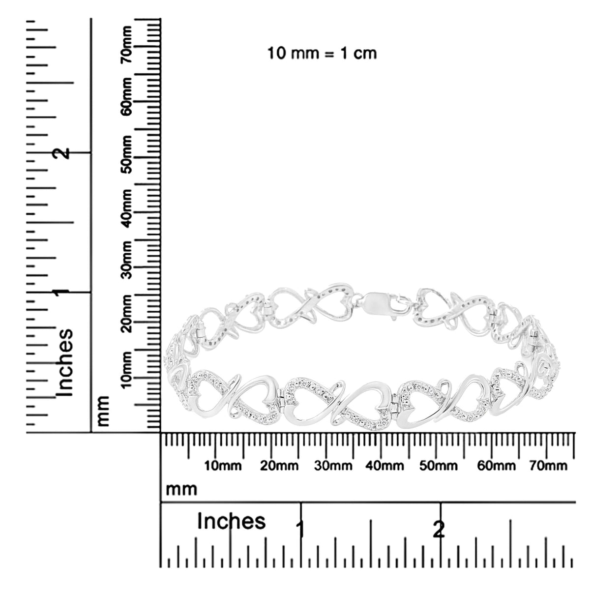 .925 Sterling Silver 1/3 Cttw Round-Cut Diamond Double Heart Infinity Link 7.25in Bracelet (H-I Color, I3 Clarity)