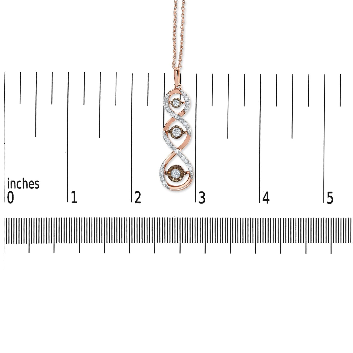 10K Two Toned Gold Plated .925 Sterling Silver 1/2 Cttw Round Diamond Twisted 18in Pendant Necklace (Champagne Color, I2-I3 Clarity)