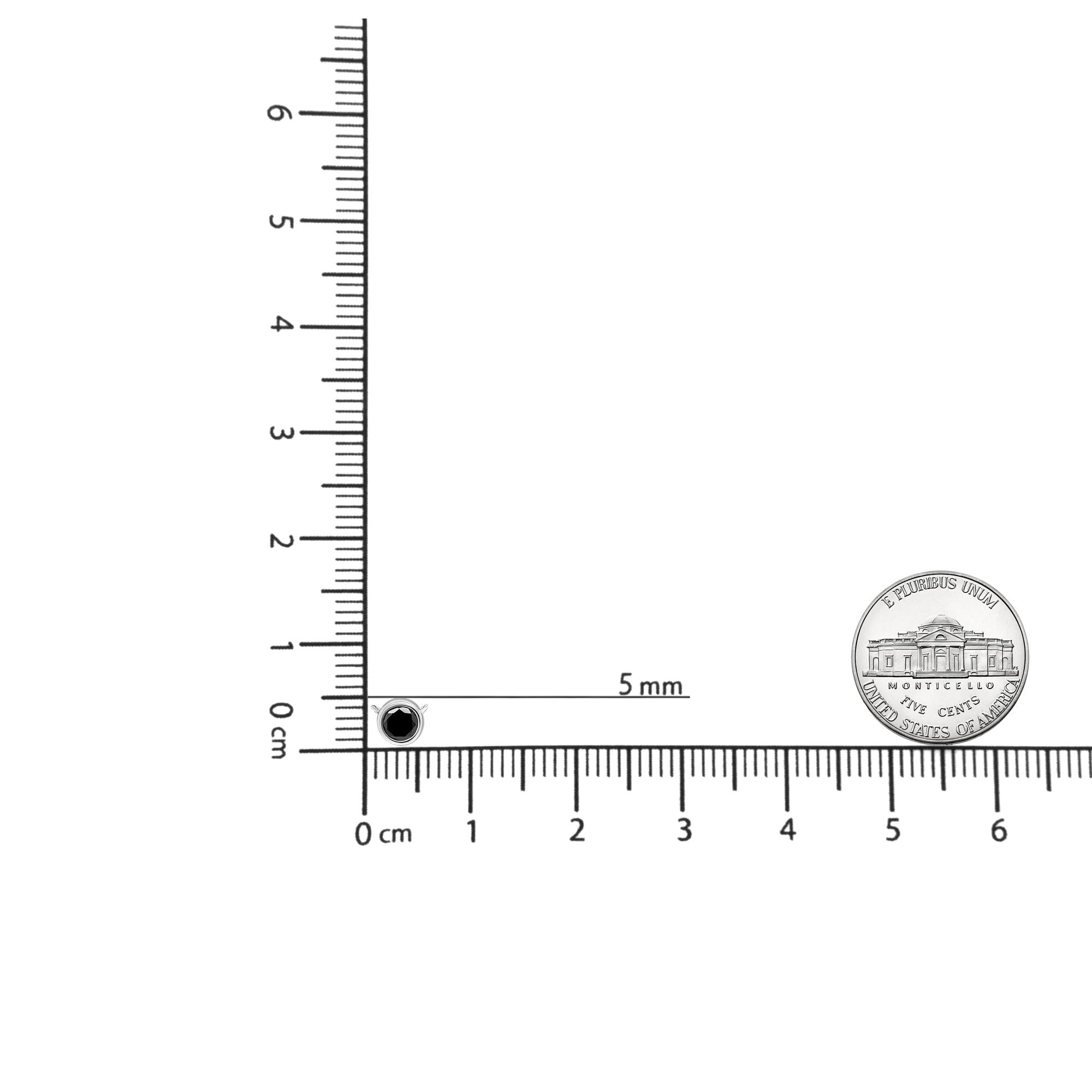 .925 Sterling Silver 1/3 Cttw Bezel-Set Treated Black Diamond Solitaire 18in Pendant Necklace (Black Color, I1-I2 Clarity)