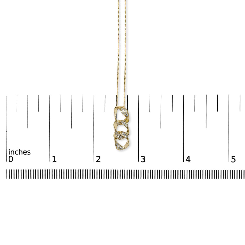 14K Yellow Gold Plated .925 Sterling Silver 1/6 Cttw Diamond Interlocking Triple Asymmetric Circle Hoop 18in Pendant Necklace (H-I Color, I1-I2 Clarity)
