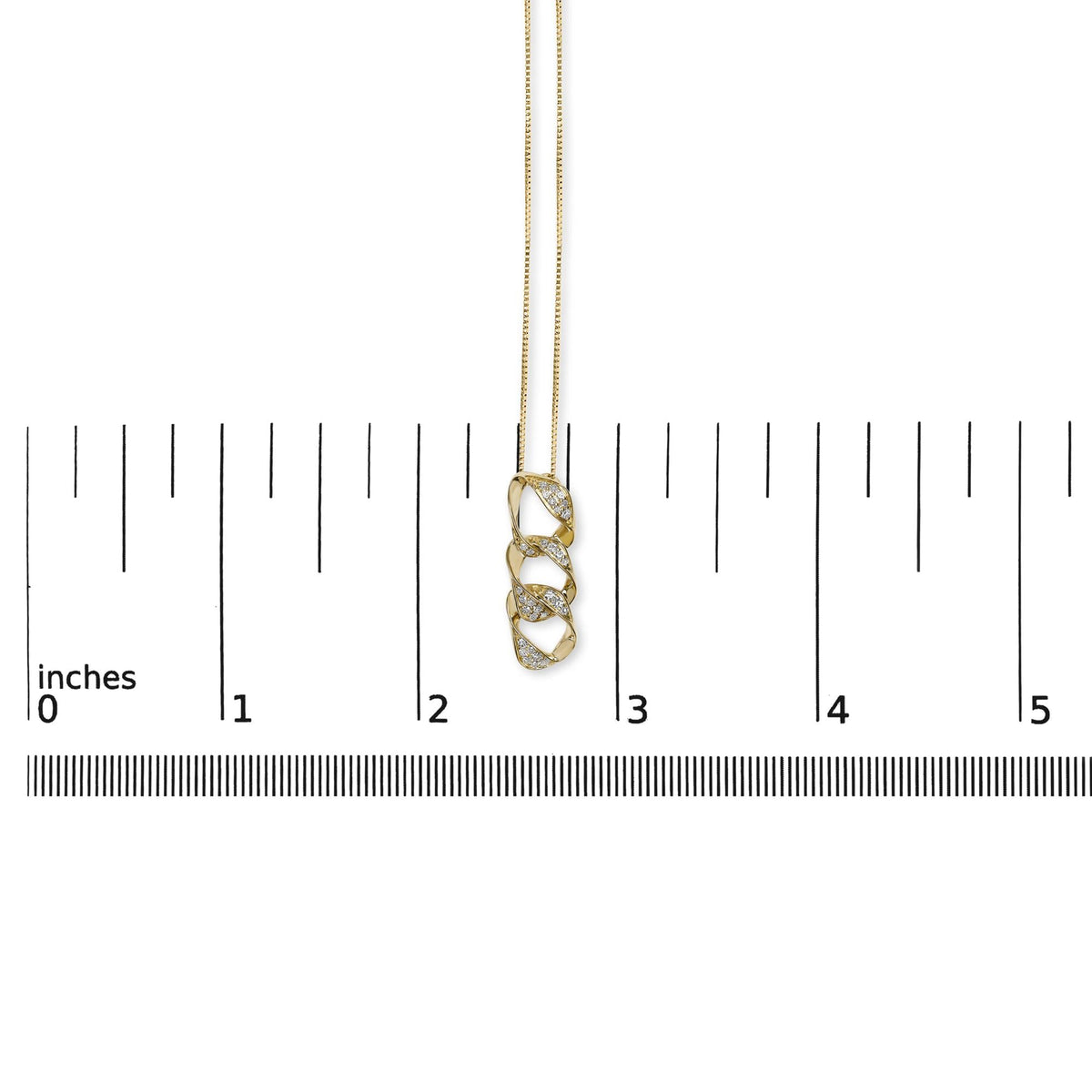 14K Yellow Gold Plated .925 Sterling Silver 1/6 Cttw Diamond Interlocking Triple Asymmetric Circle Hoop 18in Pendant Necklace (H-I Color, I1-I2 Clarity)