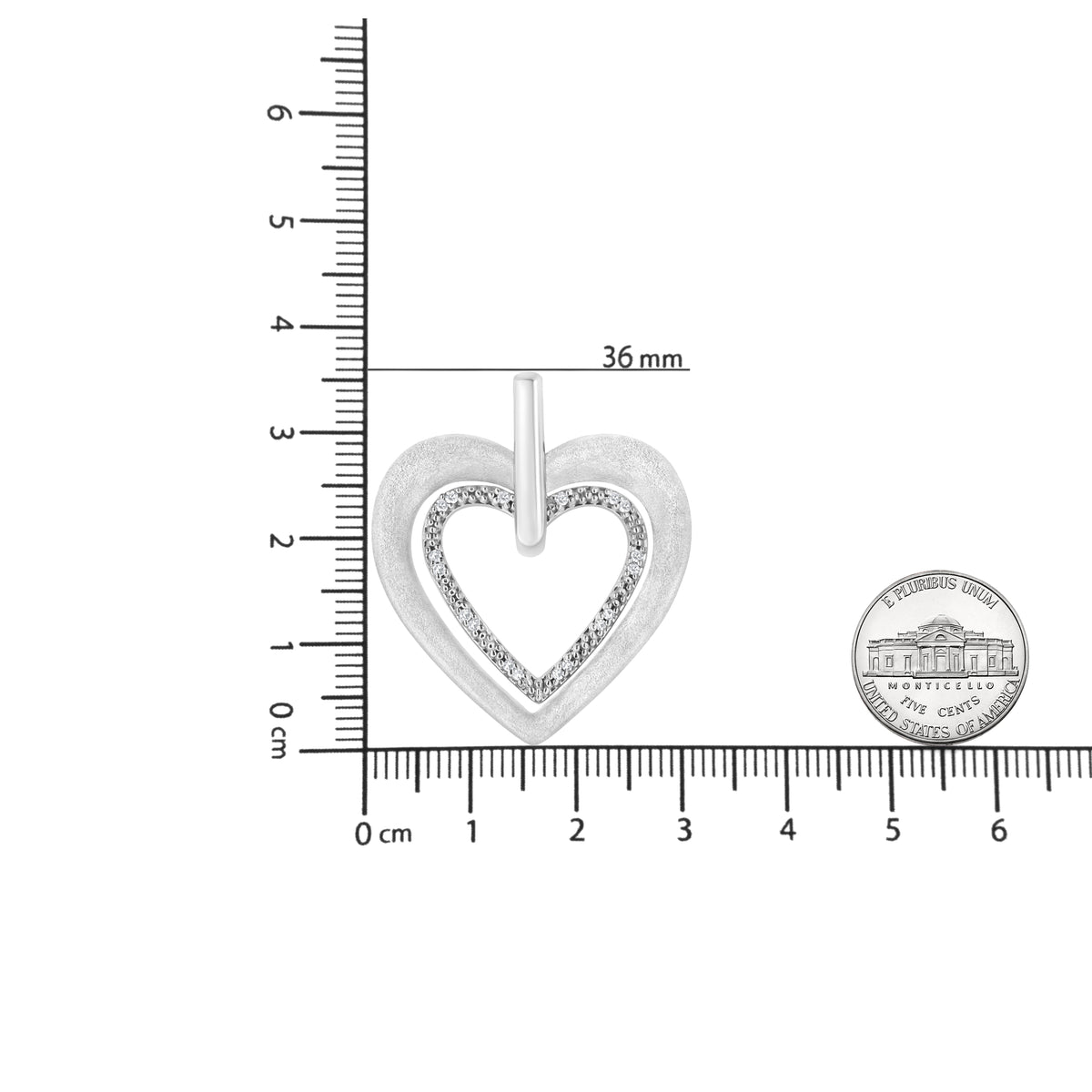.925 Sterling Silver Prong-Set Diamond Accent Double Heart 18in Pendant Necklace (I-J Color, I1-I2 Clarity)