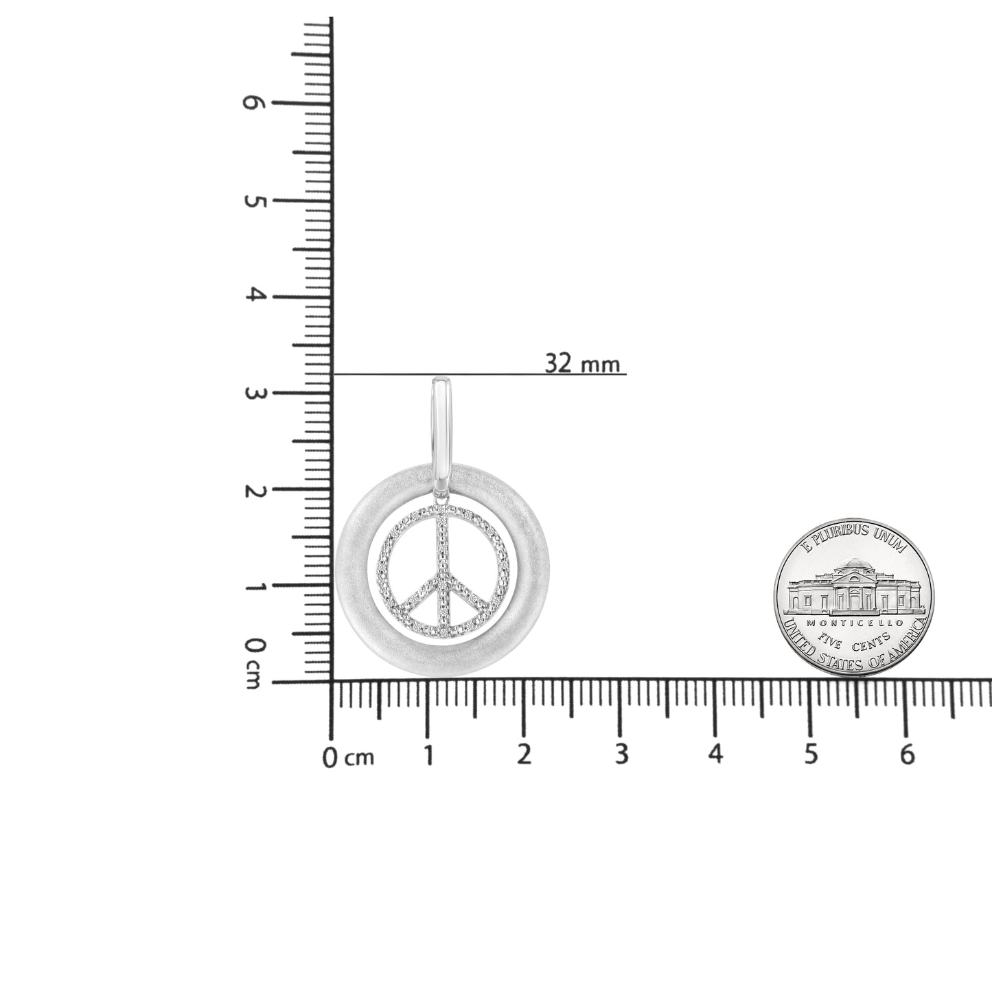 Matte Finish .925 Sterling Silver Diamond Accent Dancing Peace Sign 18in Pendant Necklace (I-J Color, I1-I2 Clarity)