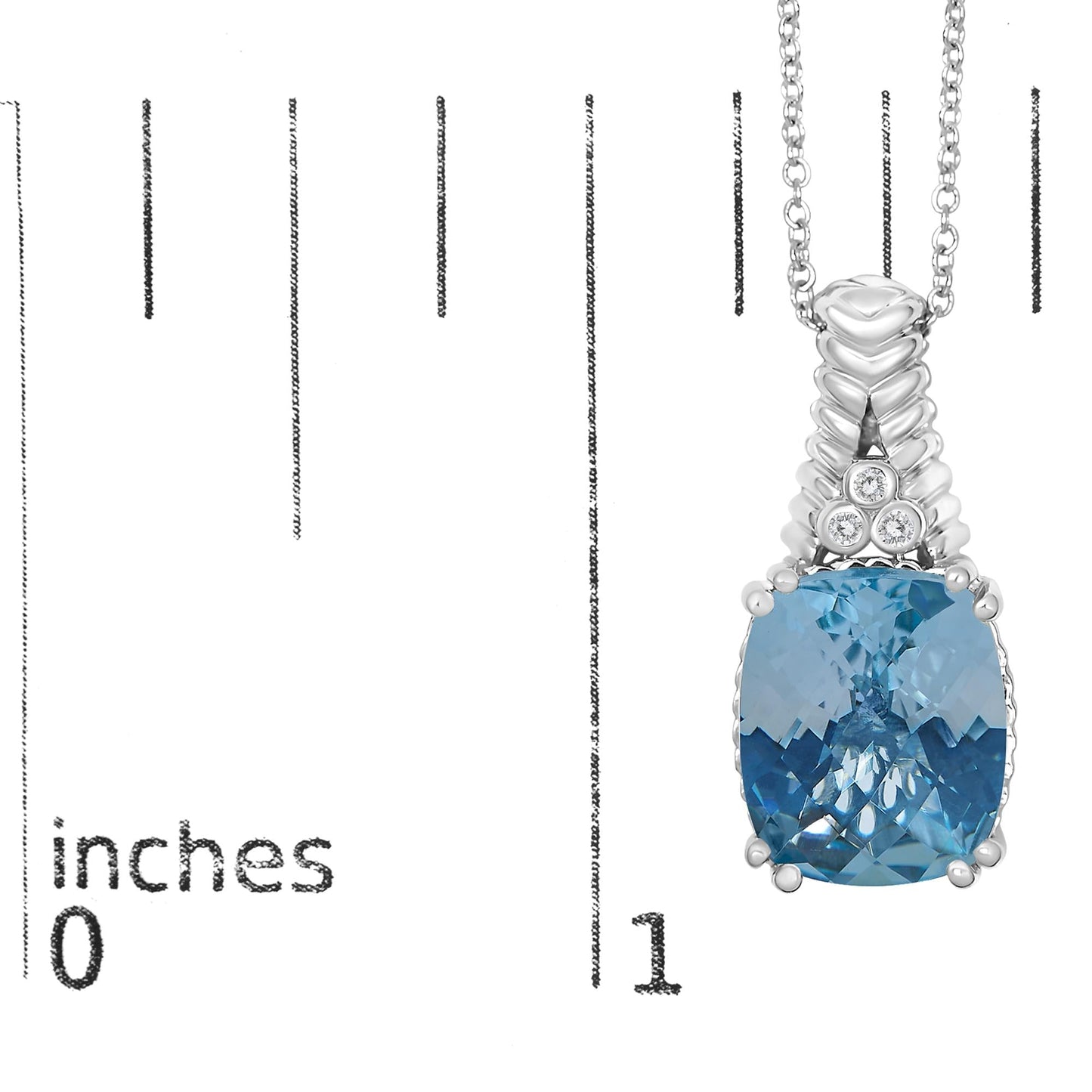 Radiant Rhodium-Plated Sterling Silver Blue Topaz Necklace