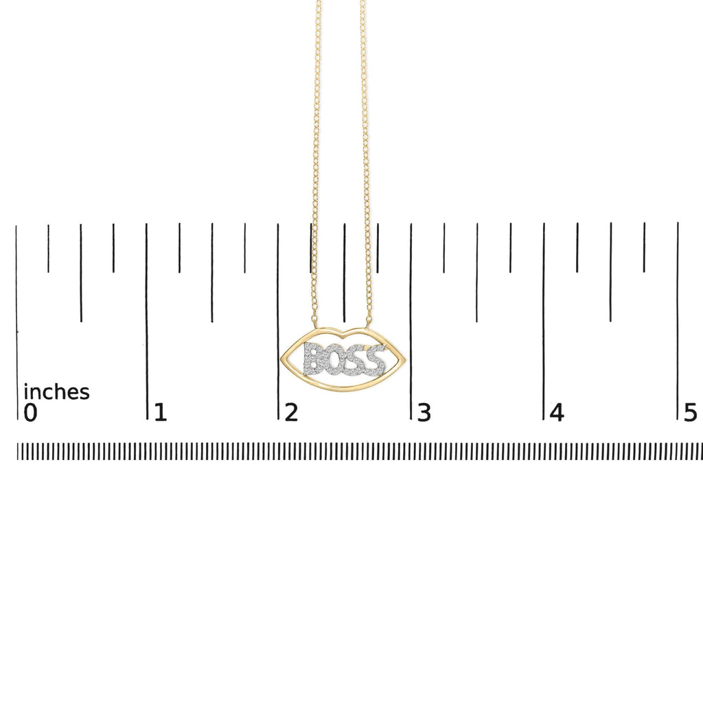 14K Yellow Gold Plated Silver 1/4 Cttw Diamond Boss Pendant Necklace - 18 Inch
