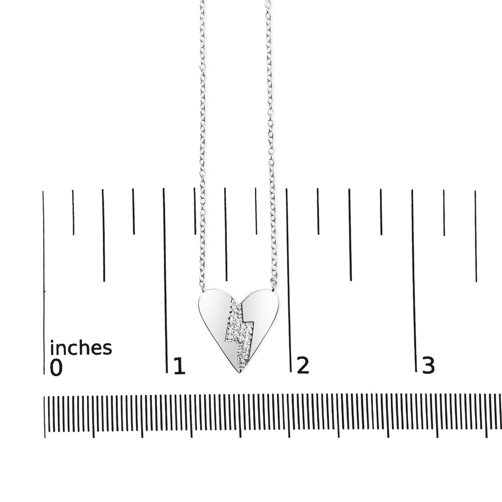 .925 Sterling Silver Diamond Broken Heart Pendant Necklace (H-I Color, I1-I2 Clarity) - 18in