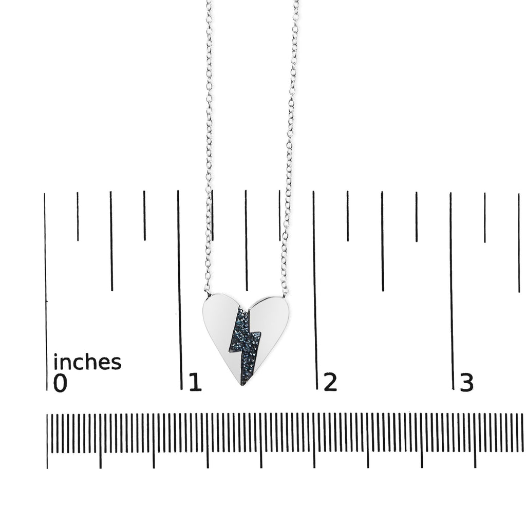 .925 Sterling Silver Blue Diamond Broken Heart Pendant Necklace (H-I Color, I1-I2 Clarity) - 18in
