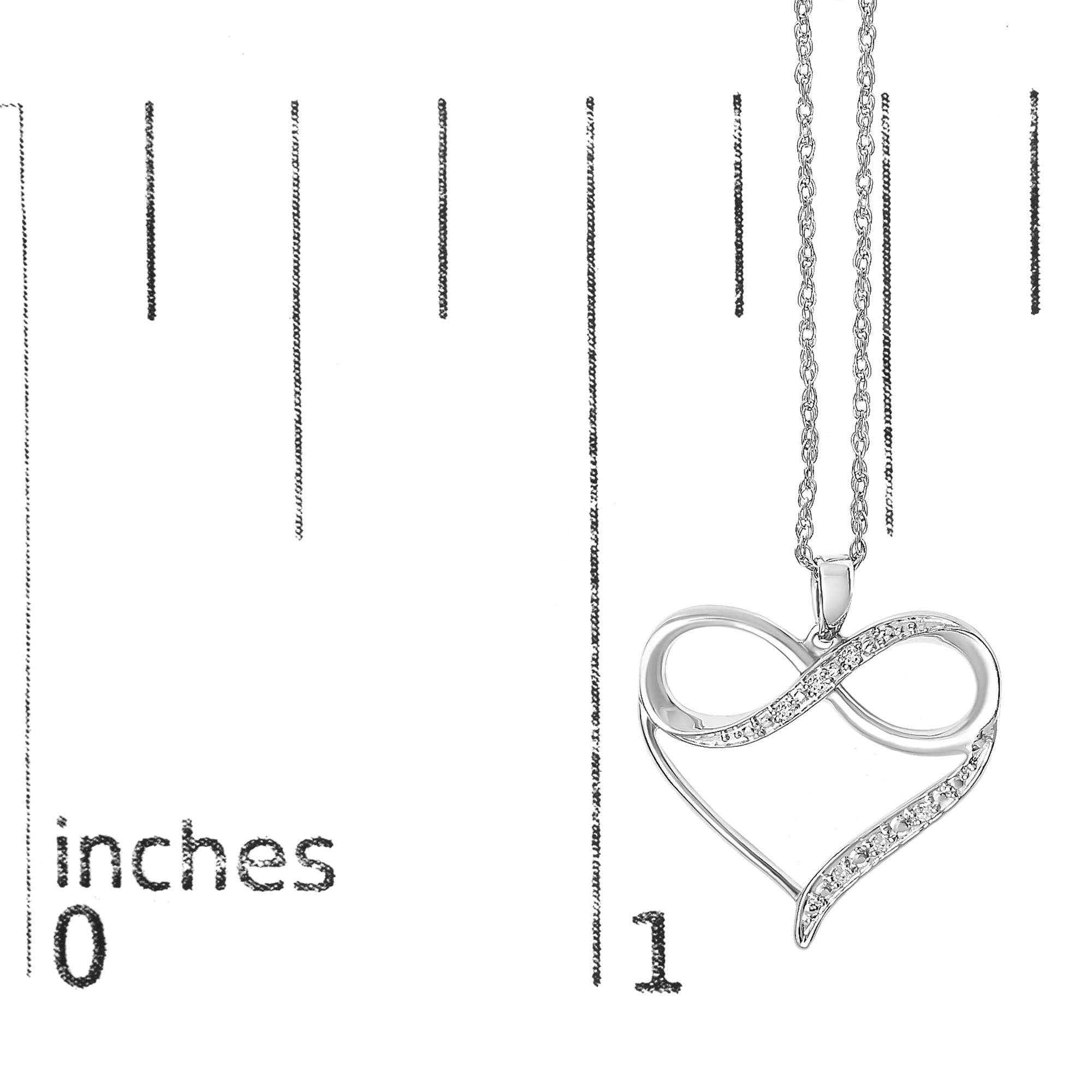 .925 Sterling Silver Diamond Accent Infinity Heart Love Pendant Necklace (J-K Color, I2-I3 Clarity) - 18 Inches