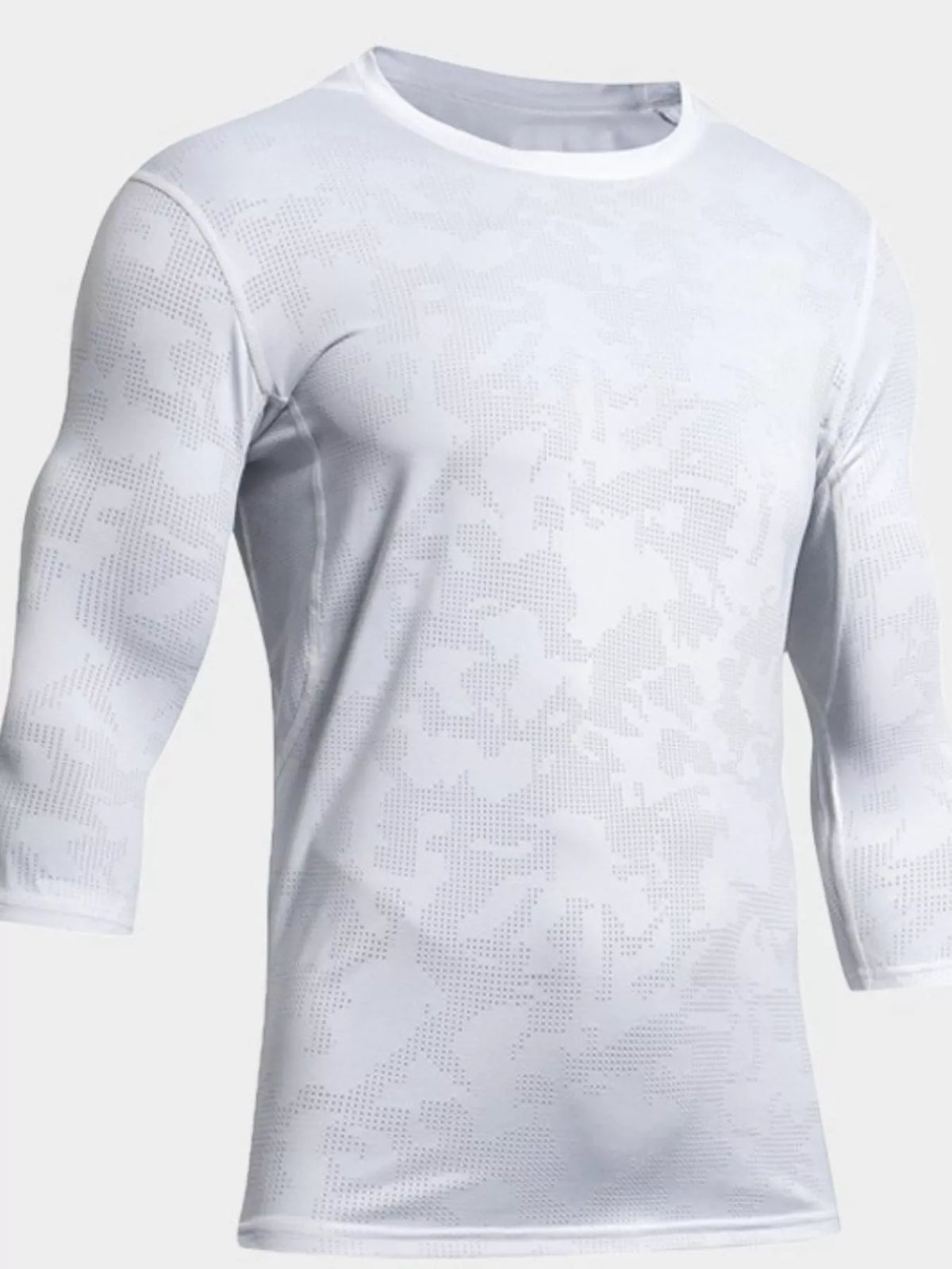 Men's white semi-long sleeve Breathable Round Neck Active T-Shirt 