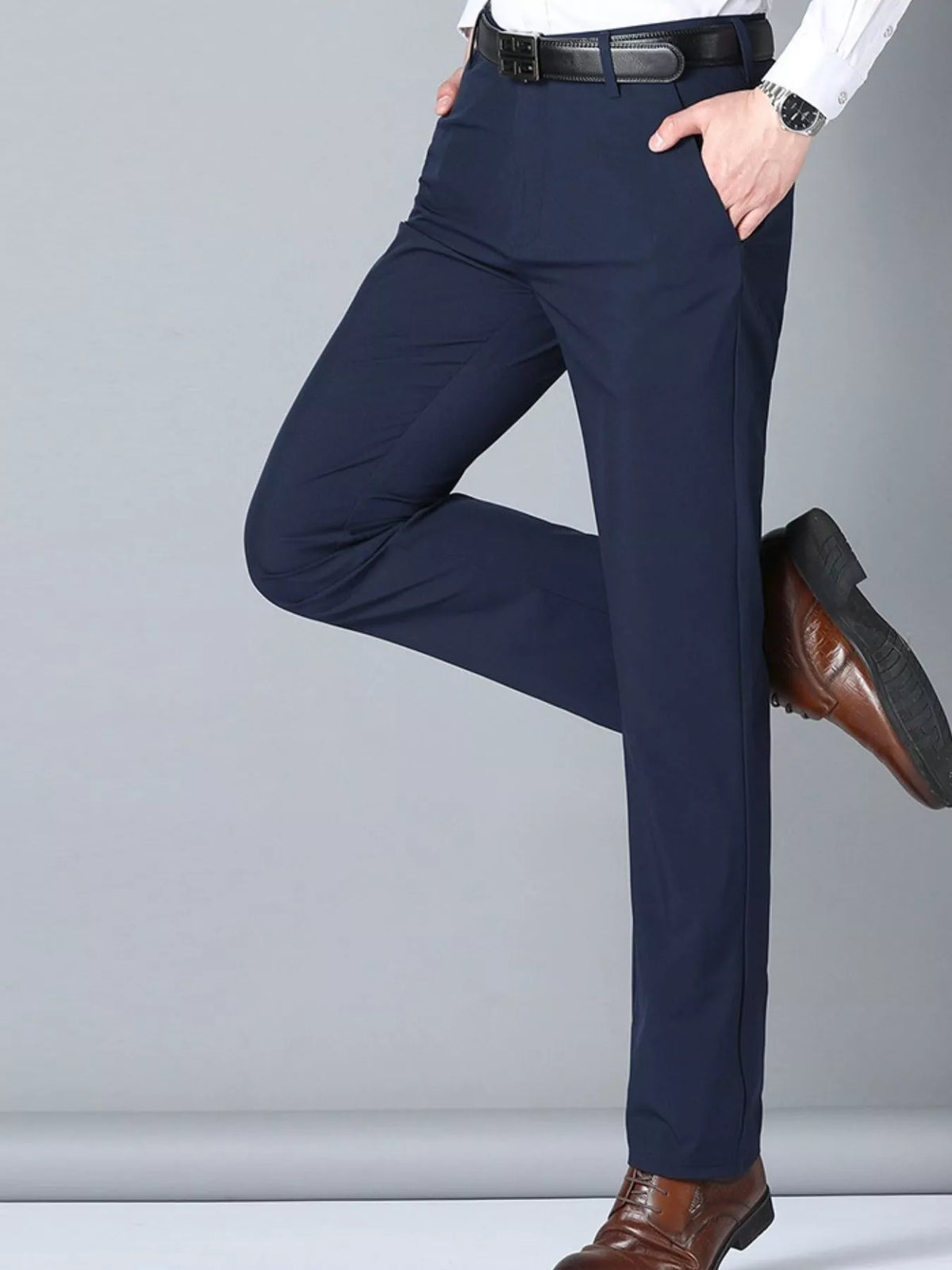 Men's Professional Comfort Navy blue Trousers side view