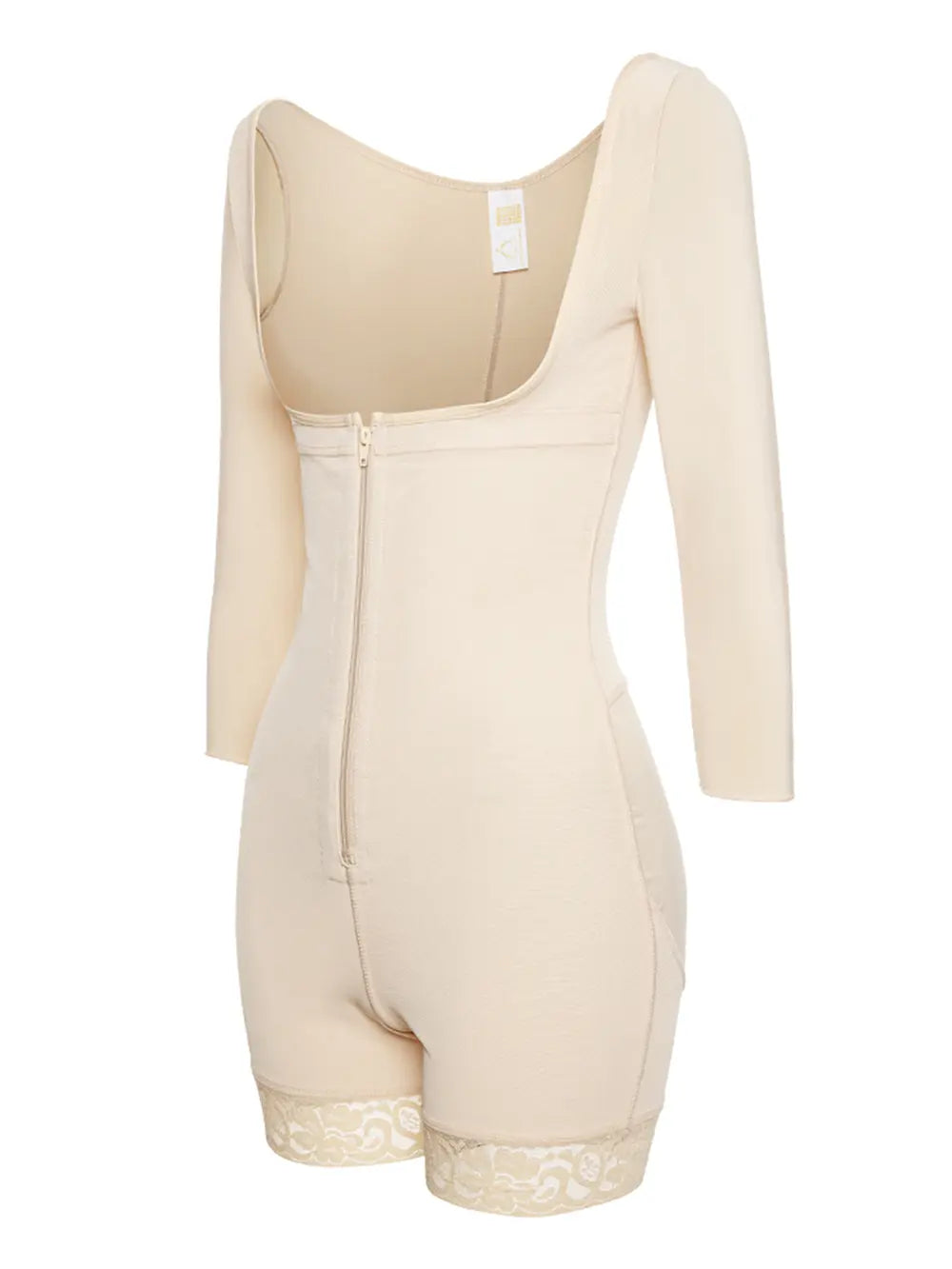 Beige shapewear bodysuit on a white background
