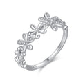 Women's Sterling Silver Daisy Flower Micro Diamond Ring
