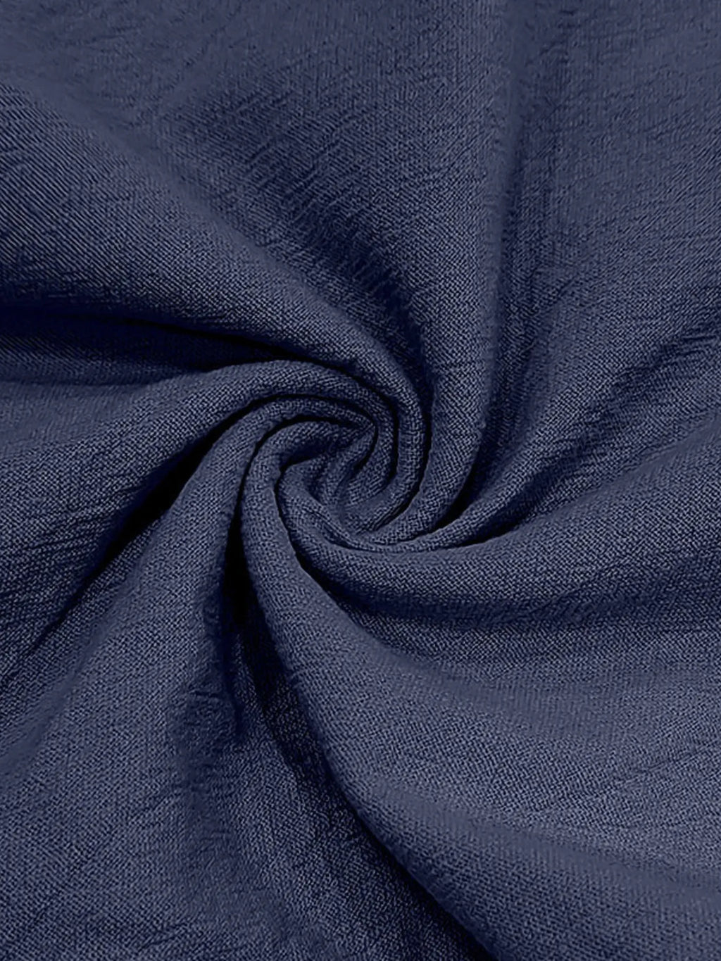 Men's Navy Blue Button Up Drawstring Hooded Top fabric detail view