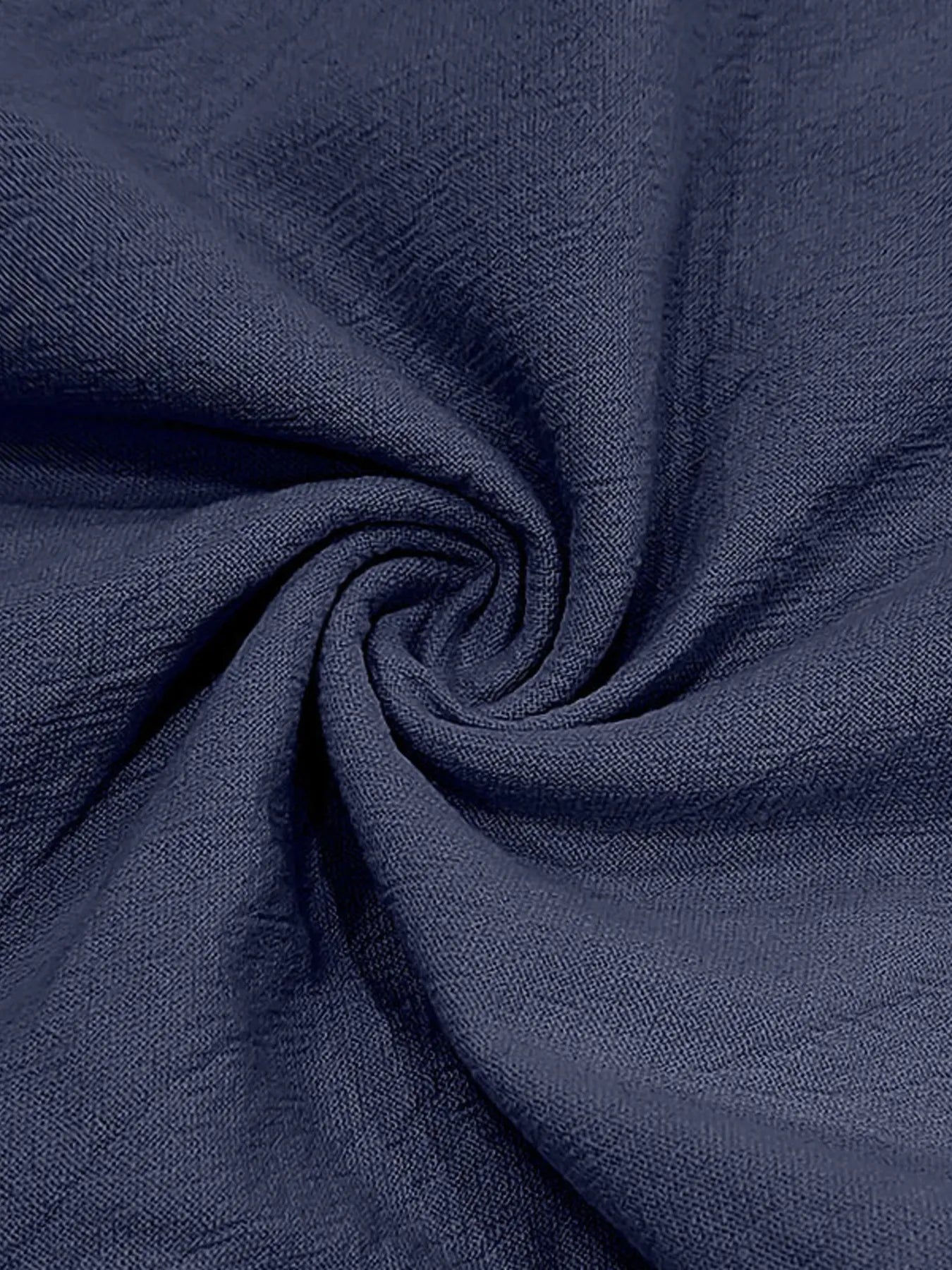 Men's Navy Blue Button Up Drawstring Hooded Top fabric detail view