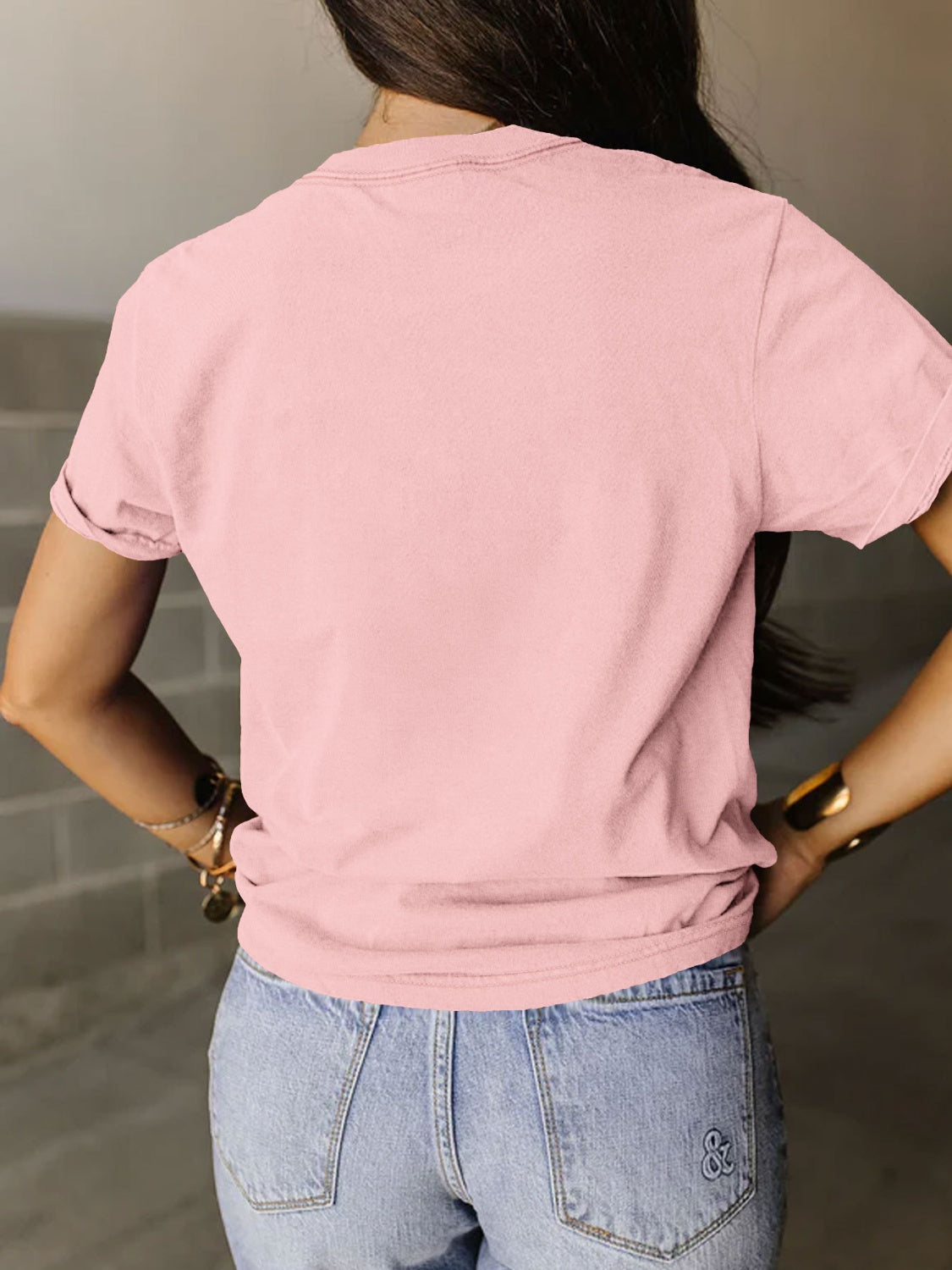 Back view of a Blush Pink Powered By The Black Women Before Me T-Shirt