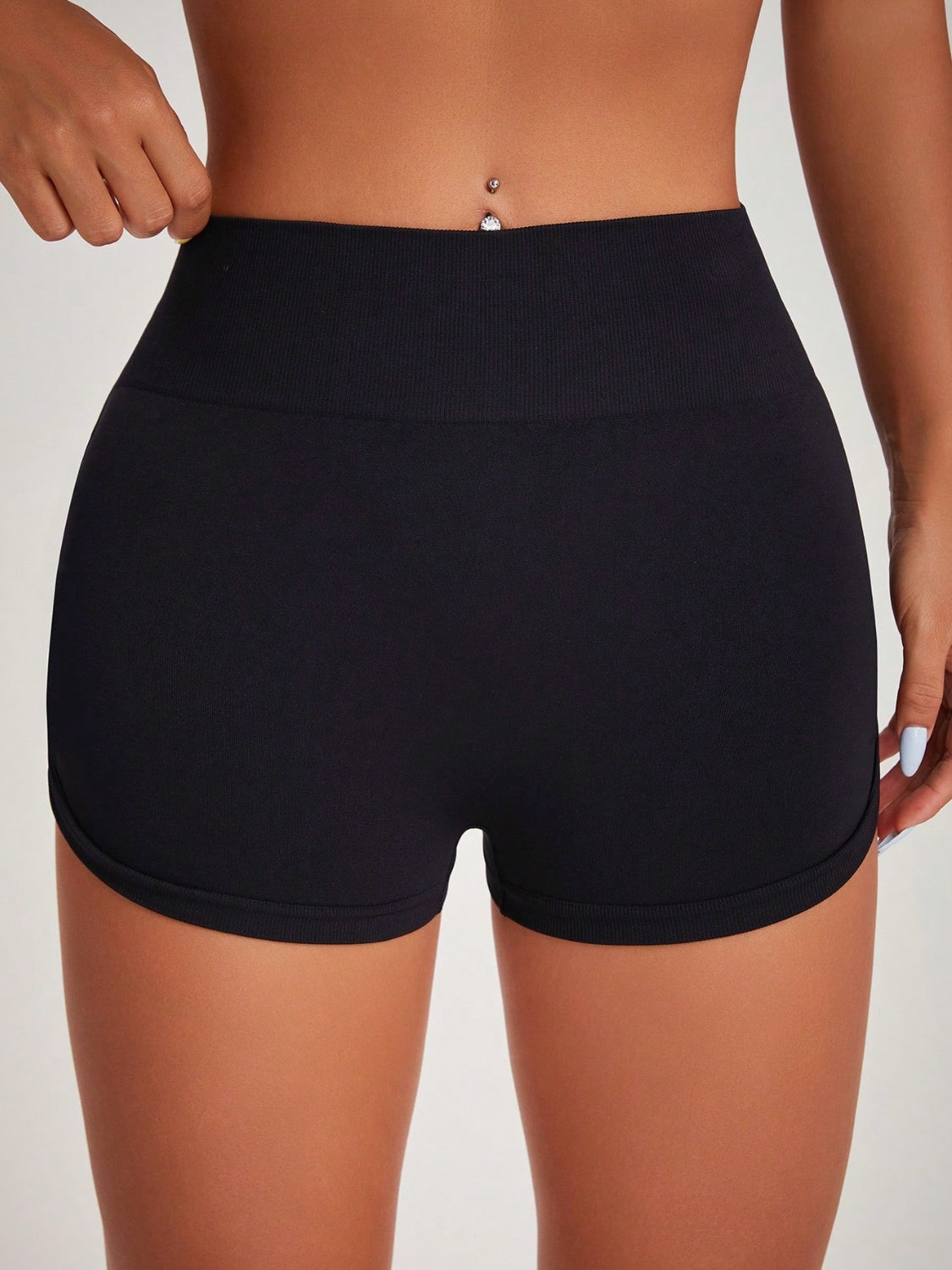 Women's Black High Waist Active Boy Shorts-Back View