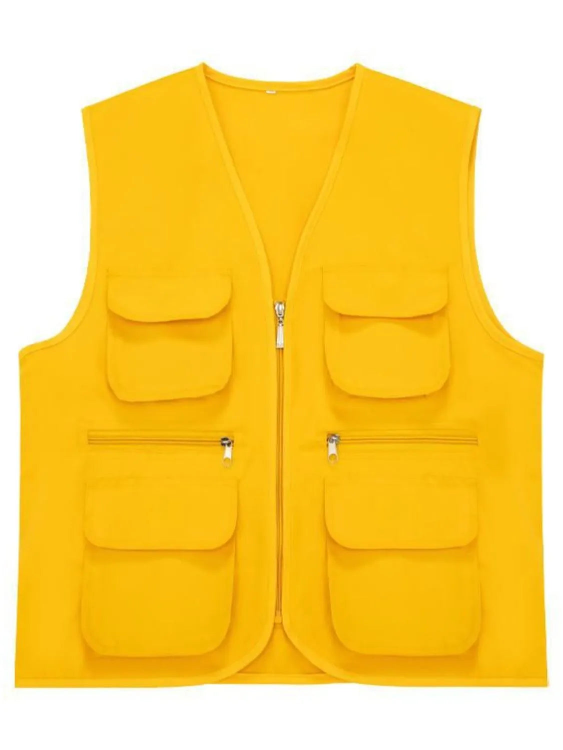 Yellow colored Men's Modern Solid Color Multi Pockets Vest