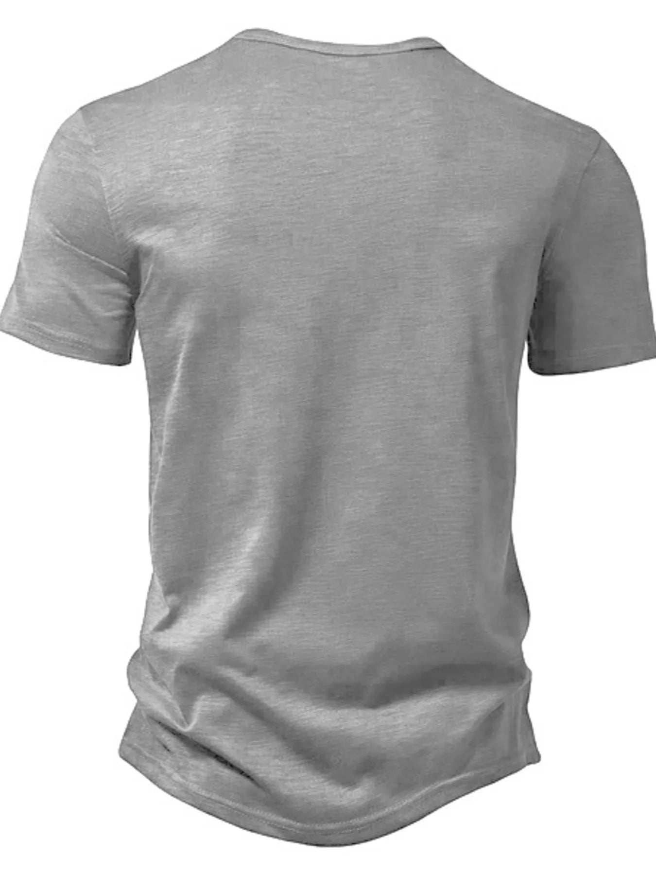 Men's light grey Button Detail Short Sleeve Active T-Shirt back view