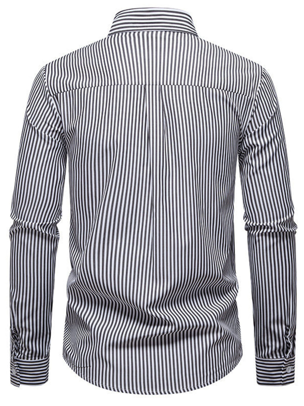 Men's Dynamic Striped Long Sleeve white Shirt back view 