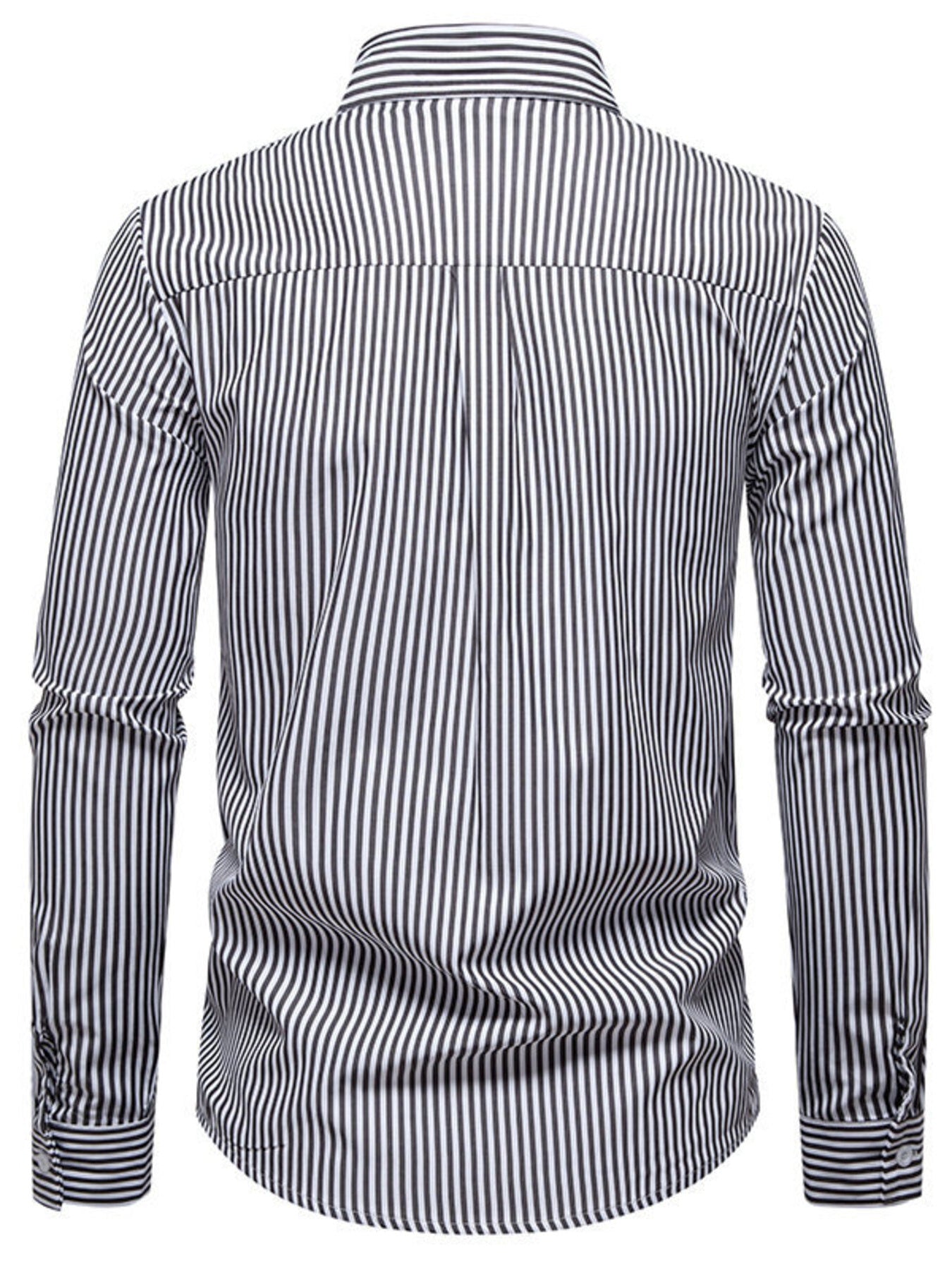Men's Dynamic Striped Long Sleeve white Shirt back view 