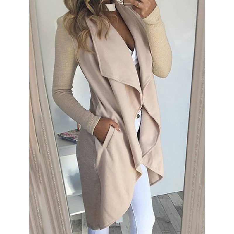 Sleek Silhouette: Polo Collar Slim Fit Long Trench Coat in Timeless Hues