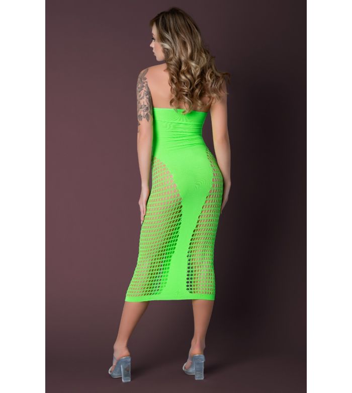 Magic Silk Vibrant Seamless Mesh lime green Gown back view