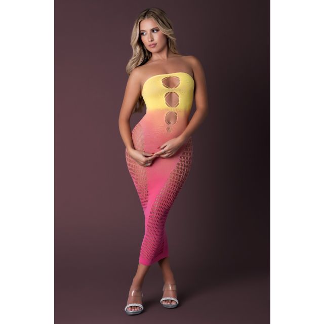 Magic Silk Vibrant Seamless Mesh Gown front view