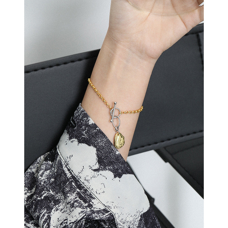 Model wearing Flemish Baroque Style 925 Sterling Silver Bracelet gold plated