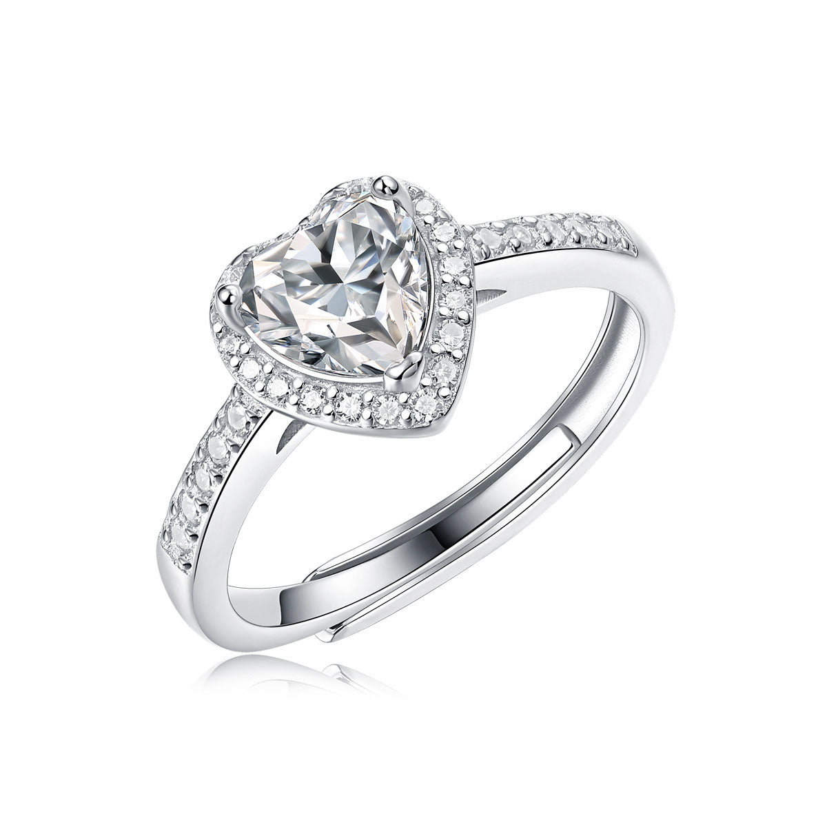 Moissanite CZ Heart 925 Sterling Silver Ring